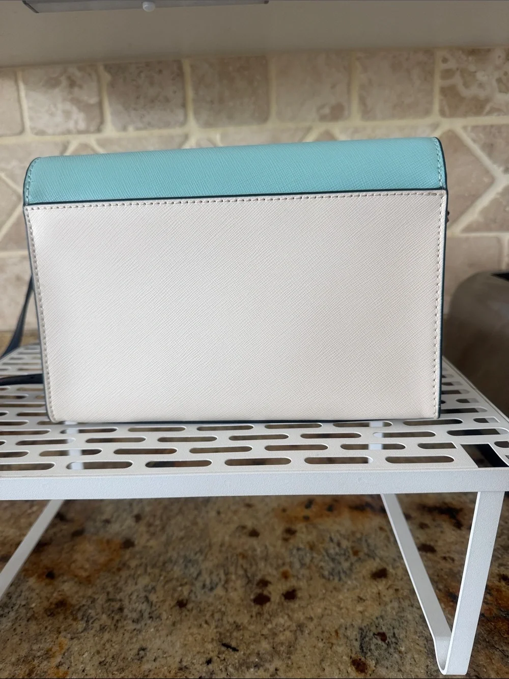 kate spade Mint and White Crossbody with Navy Strap & Silver Chain New no tags